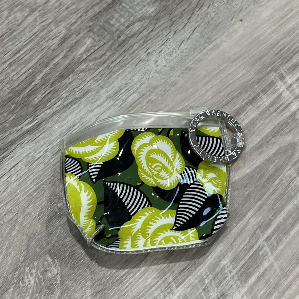 Vera Bradley La Neon  Rise  Zippidy Keychain Coin Purse Transparent Plastic 4”